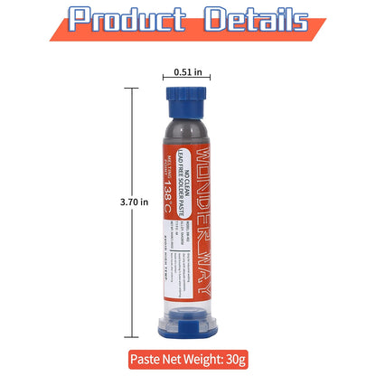 30g T4 Lead Free Solder Paste No Clean, 138℃ Melting