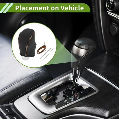 1 Pc Gear Shift Knob Cover for Nissan Rogue (2017–2020) Brown Faux Leather