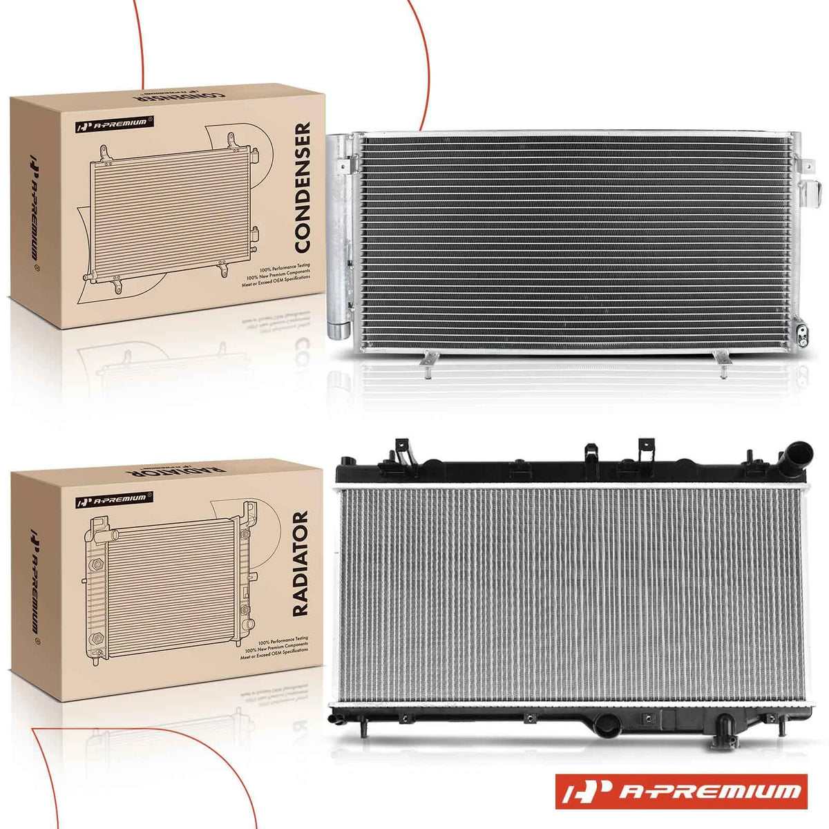 2X Radiator & AC Condenser Cooling Kit for Subaru Impreza (2008–2014) 45119FG010, 13091, 3689