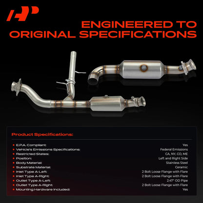2X Catalytic Converters for Ford F-150 (2009–2010) 645204, 645205