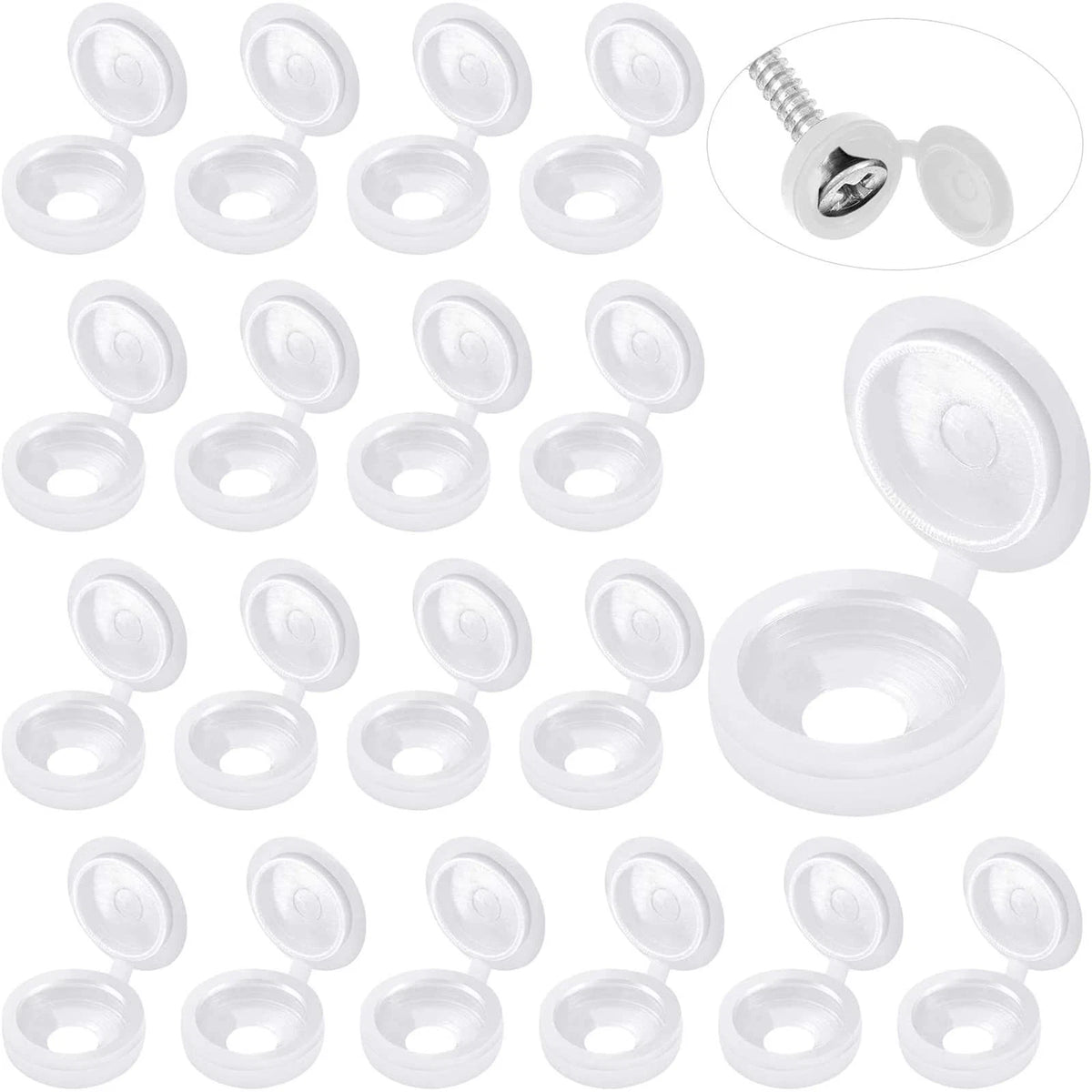 100 Pieces Hinged Screw Cover Caps for Shutters - White
