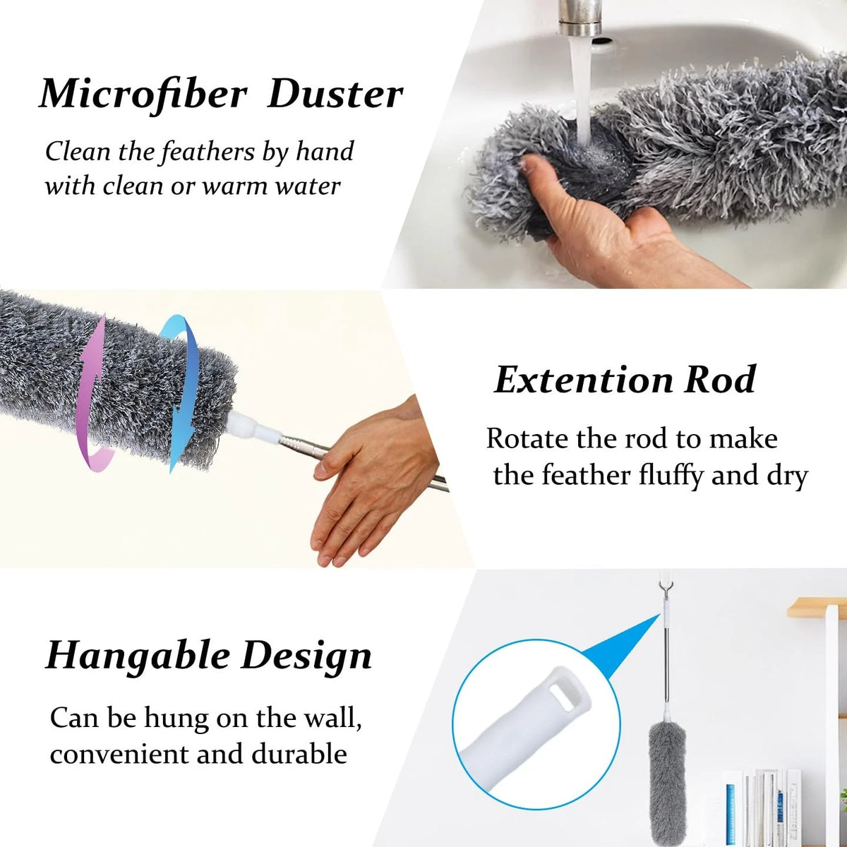 100" Extra-Long Microfiber Feather Duster for Home Cleaning (2023)