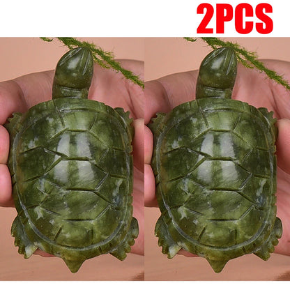 2pc Natural Crystal Quartz Jade Turtle Carved Specimen