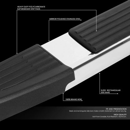 Set of 2 Stainless Flat Running Boards for Ford F150 Super Crew (2015–2020)