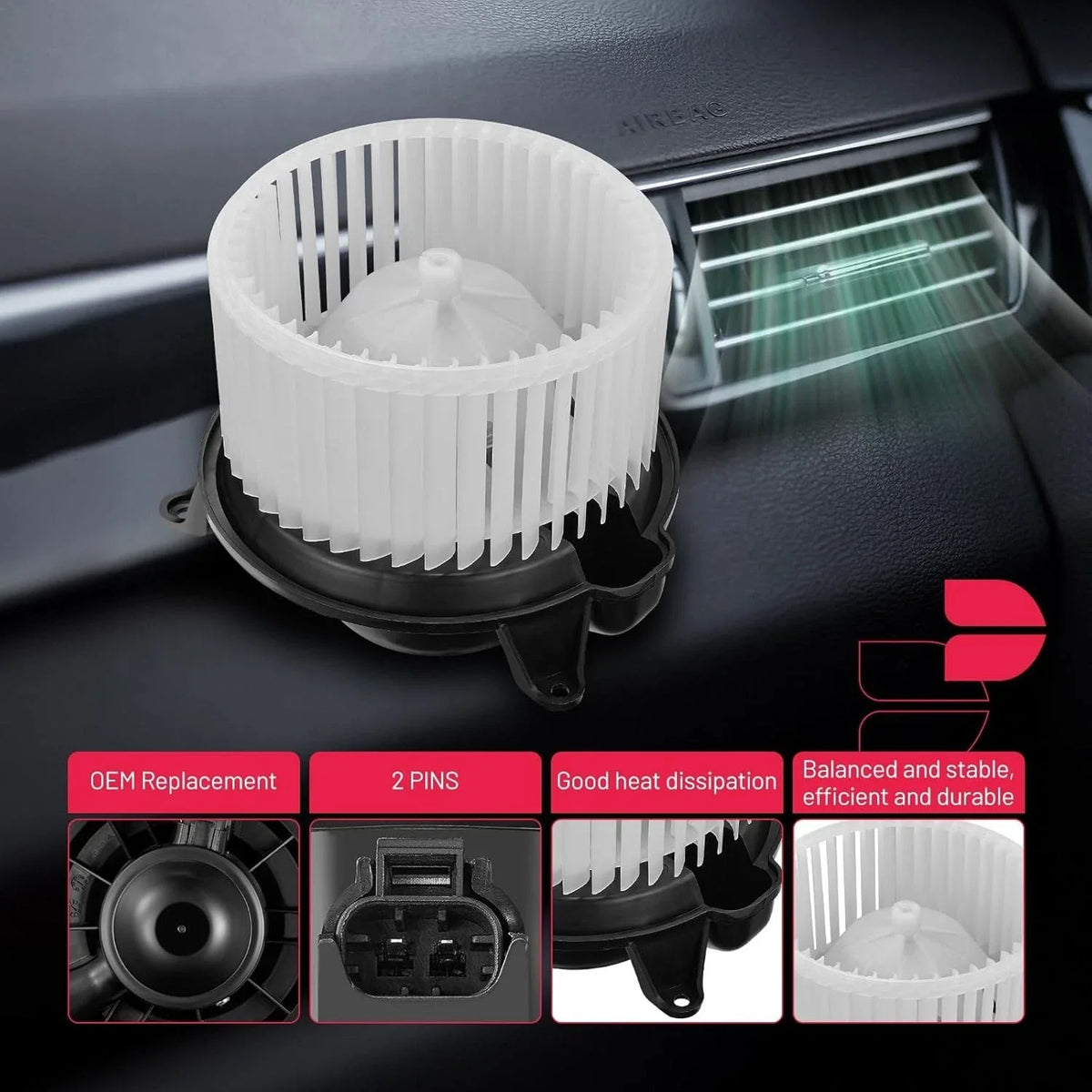 HVAC Heater Blower Motor with Fan Cage for GMC Yukon XL 1500 (2007–2011)