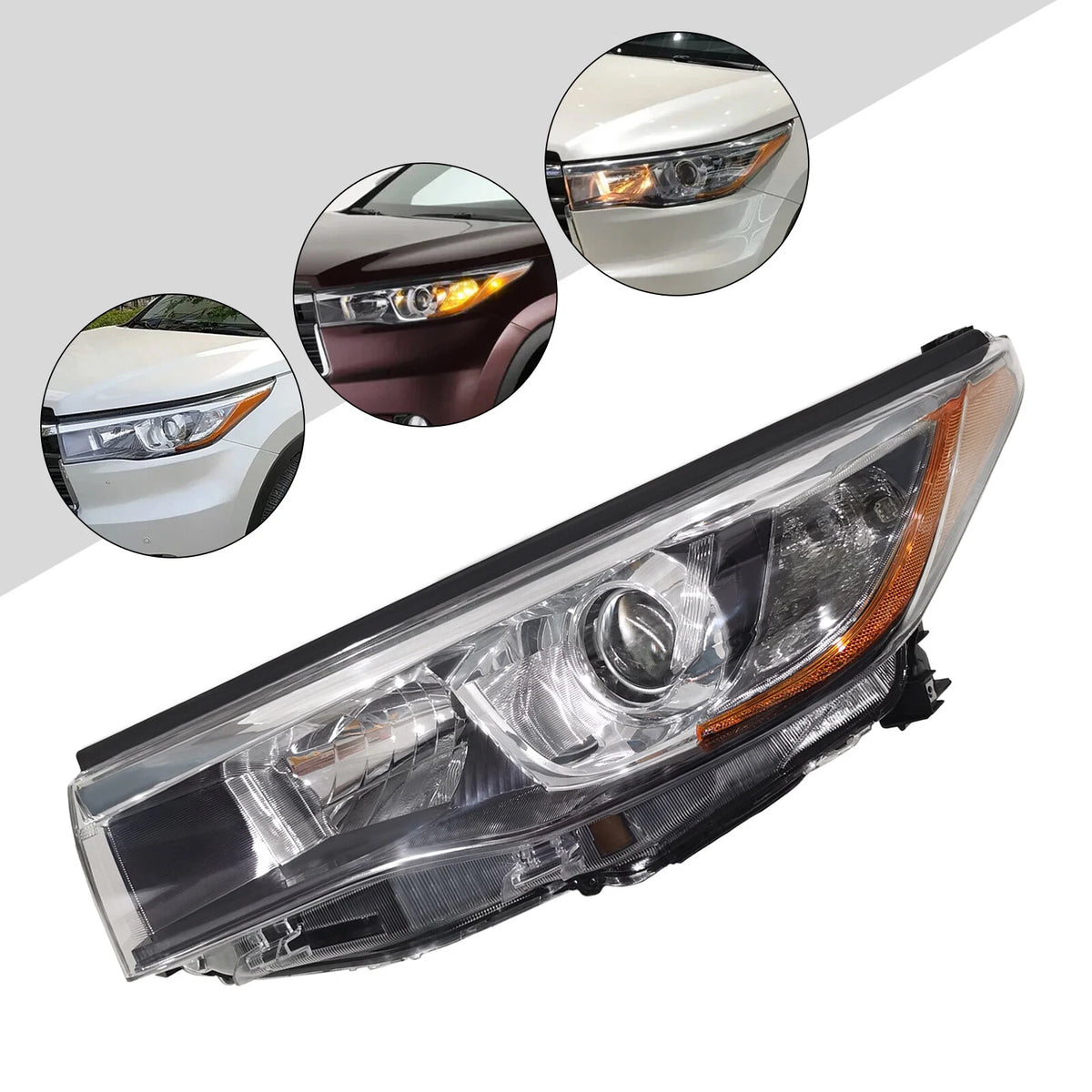 Pair Halogen Headlights for Toyota Highlander (2014–2016) 811500E250, 811100E250, TO2502225, TO2503225
