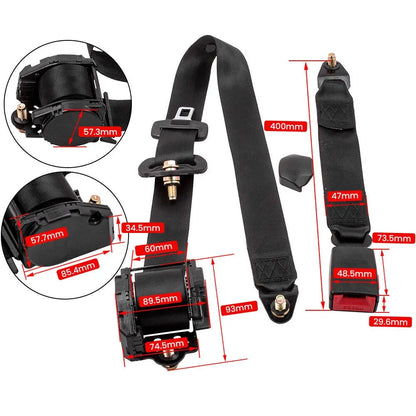 Retractable 3 Point Safety Seat Belt Kit for Car Auto Vehicle