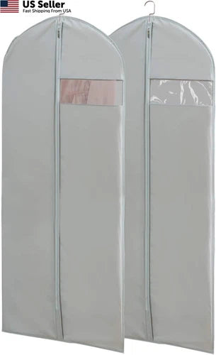 Set of 2 Clear Dress Bags for Gowns Long (23.3" x 65")