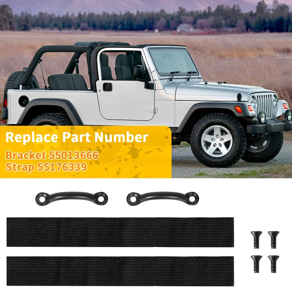 Footman Loops Door Limit Straps & Torx Screws Kit for Jeep Wrangler (CJ-YJ-TJ)