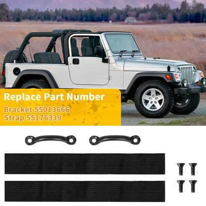 Footman Loops Door Limit Straps & Torx Screws Kit for Jeep Wrangler (CJ-YJ-TJ)