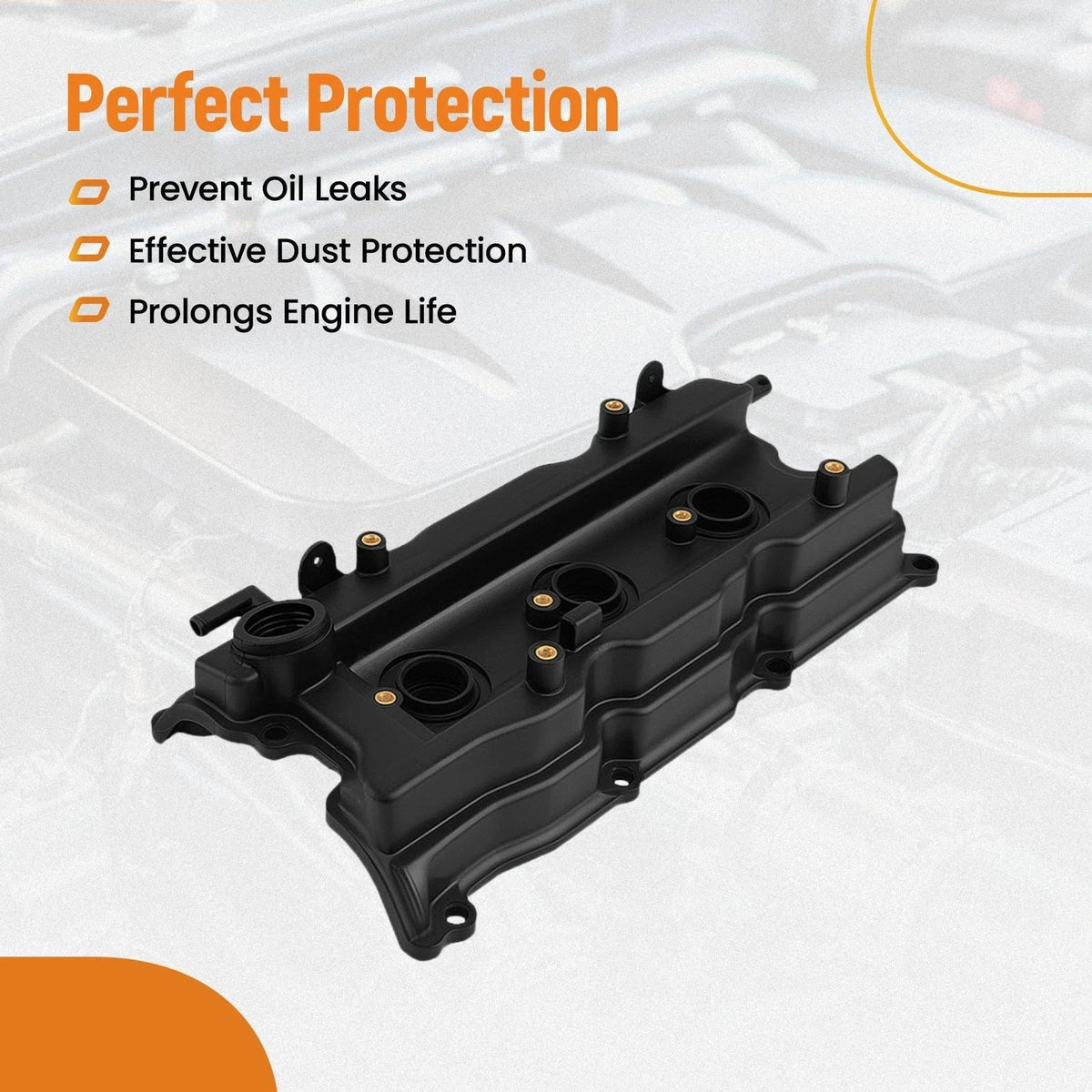Black Plastic Valve Cover Kit for Nissan Maxima Altima Infiniti I35 (2002–2006)