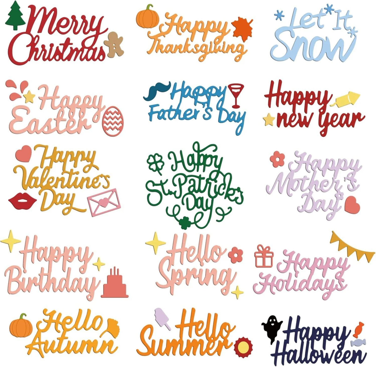 Word Die Cuts for Card Making Happy Birthday Metal Cutting Dies