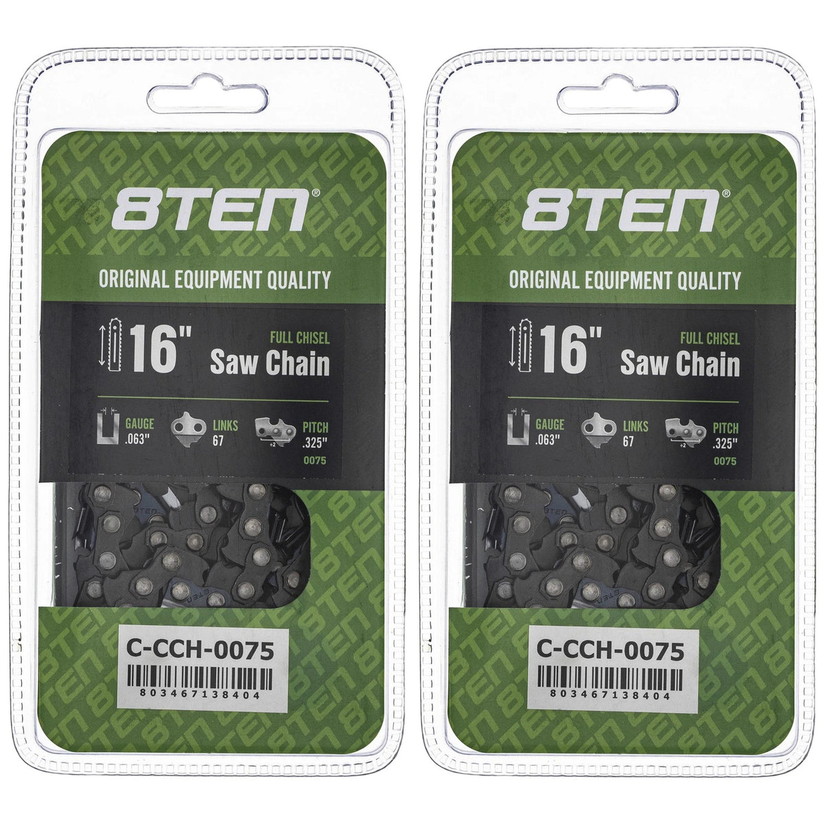 2-Pack Chainsaw Chain 16 Inch .063 .325 67DL for Solo 634 (26RS367E, 26RS67E, 36390050067)
