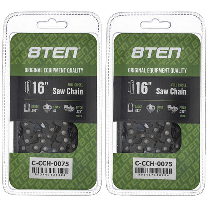 2-Pack Chainsaw Chain 16 Inch .063 .325 67DL for Solo 634 (26RS367E, 26RS67E, 36390050067)