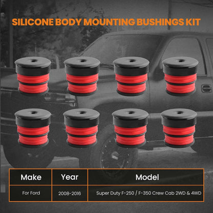 Silicone Body Mount Bushings Kit for Ford Super Duty F250/F350 (2008–2016)