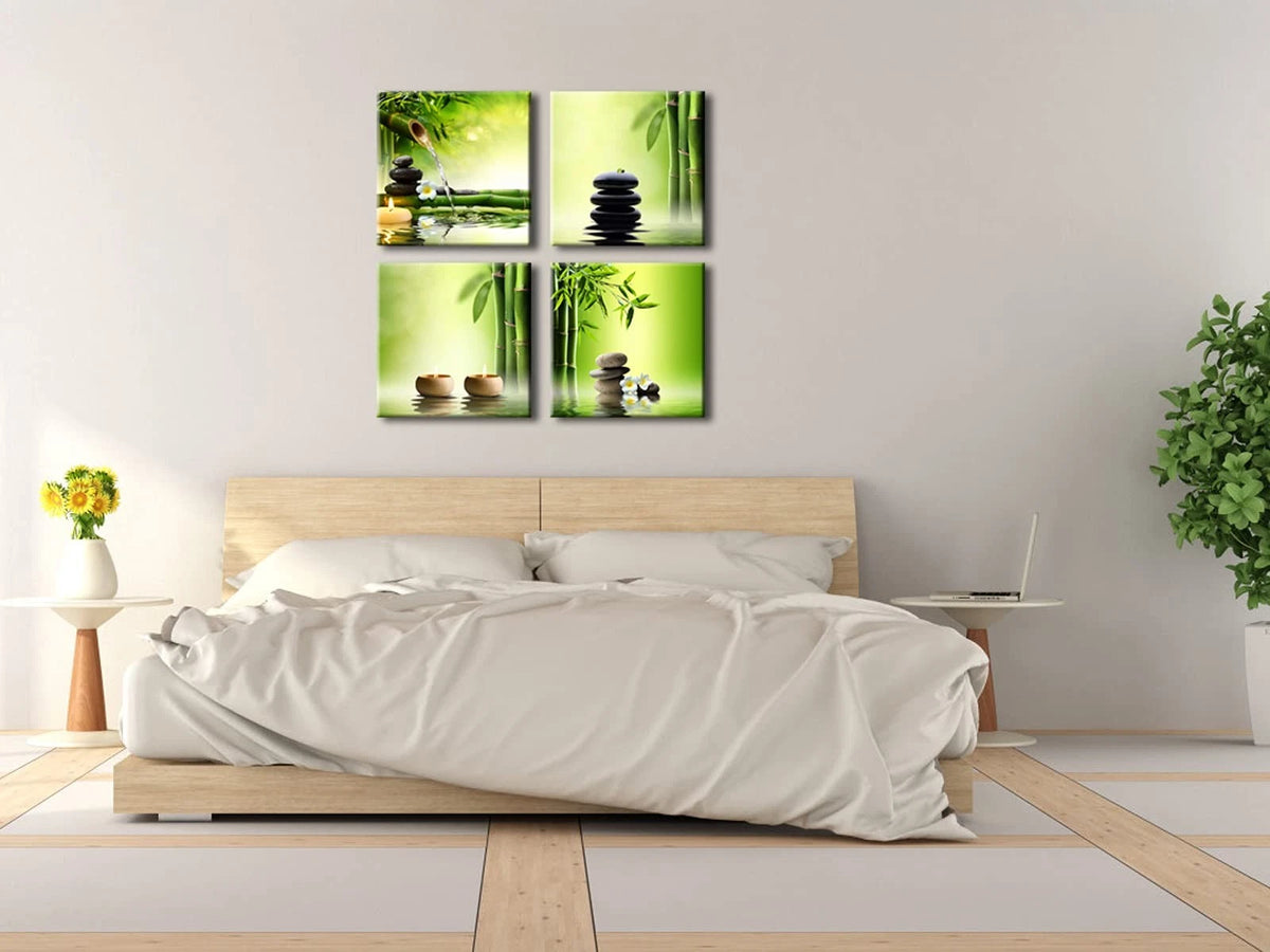 Set of 4 Zen Canvas Prints for Modern Decor (No Part Numbers)