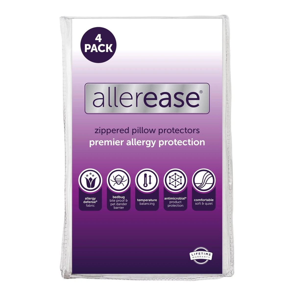 Set of 4 AllerEase Pillow Protectors for King Size (Temperature Control)