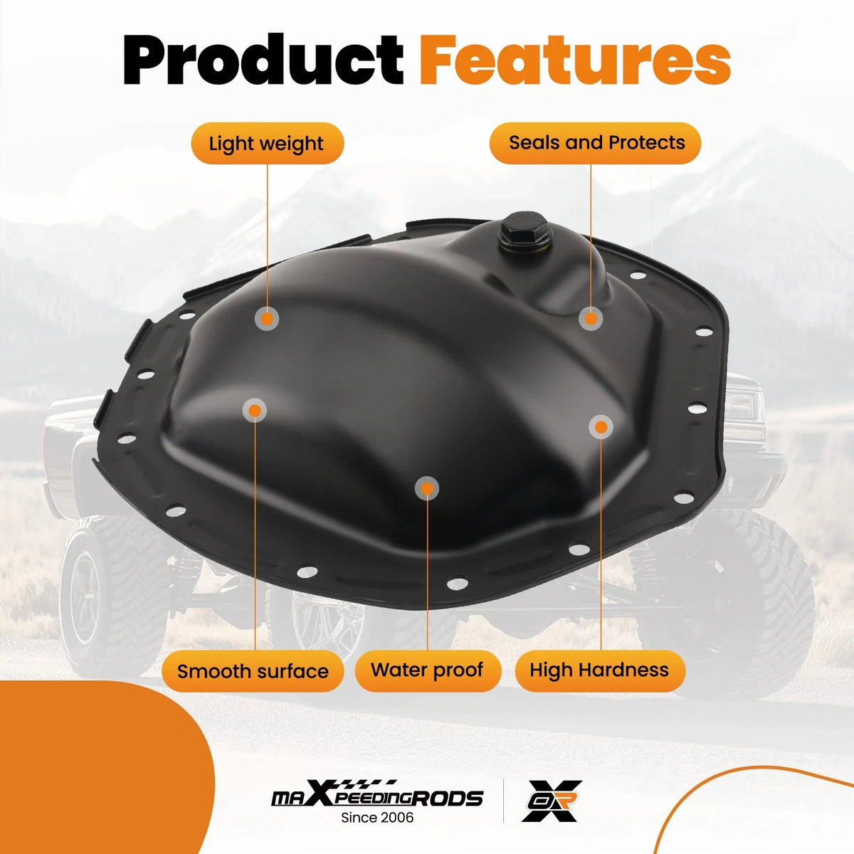 Black Rear Differential Cover for Chevrolet Silverado 3500 HD (2001–2023)