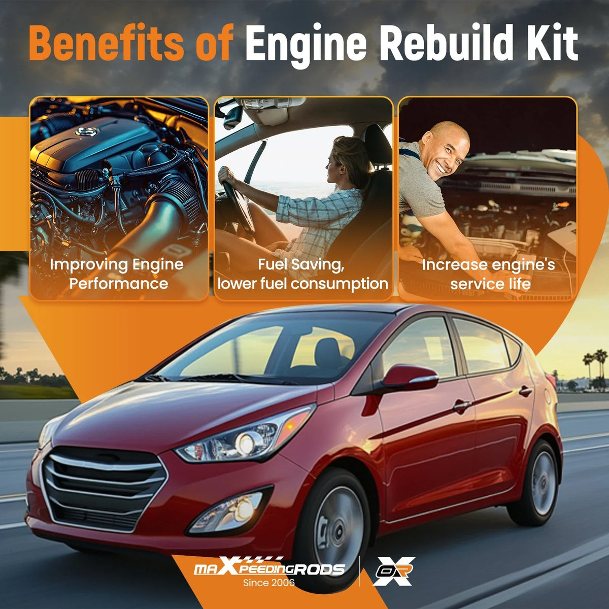 G4FD Engine Overhaul Rebuild Kit w/ Crankshaft Rods for Hyundai Accent Kia 1.6L (2000–2015)