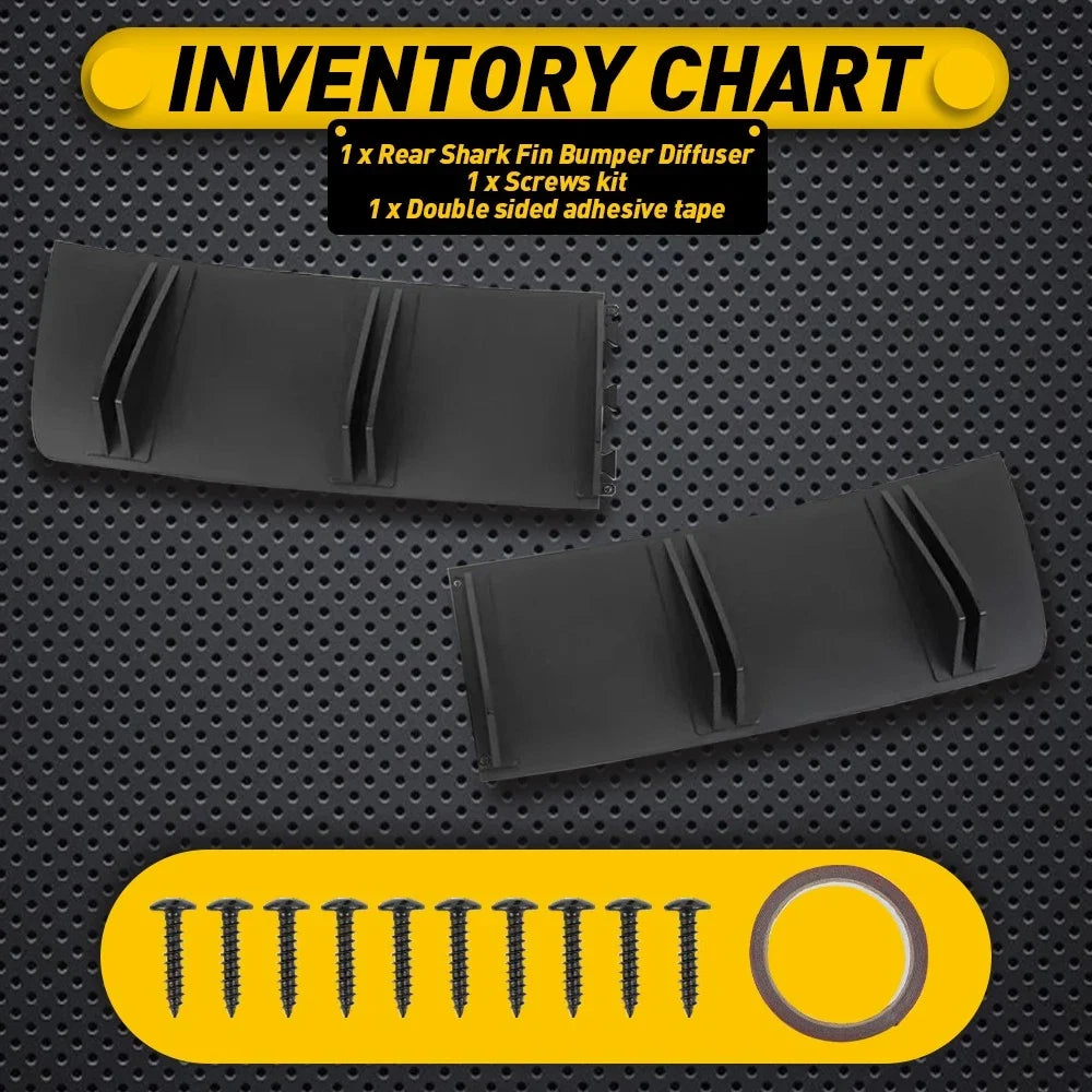 5 Fin Rear Bumper Diffuser Spoiler Splitter Trim for Universal Fit