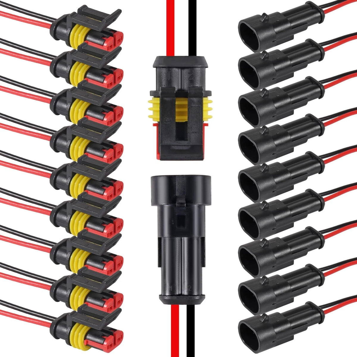 10PCS 2 Pin Waterproof Electrical Wire Connector for Automotive Applications