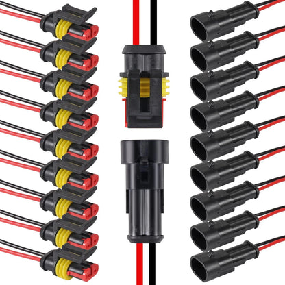 10PCS 2 Pin Waterproof Electrical Wire Connector for Automotive Applications