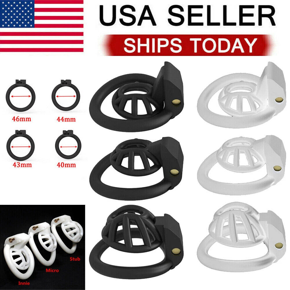Positive/Negative Male Chastity Cage with 4 Rings for Universal Fit