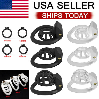 Positive/Negative Male Chastity Cage with 4 Rings for Universal Fit