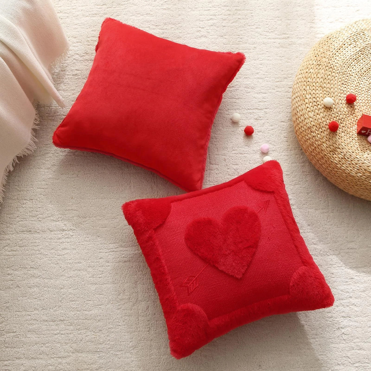 Set of 2 Valentine's Day Pillow Covers 18x18 Inch Red Arrow Decor