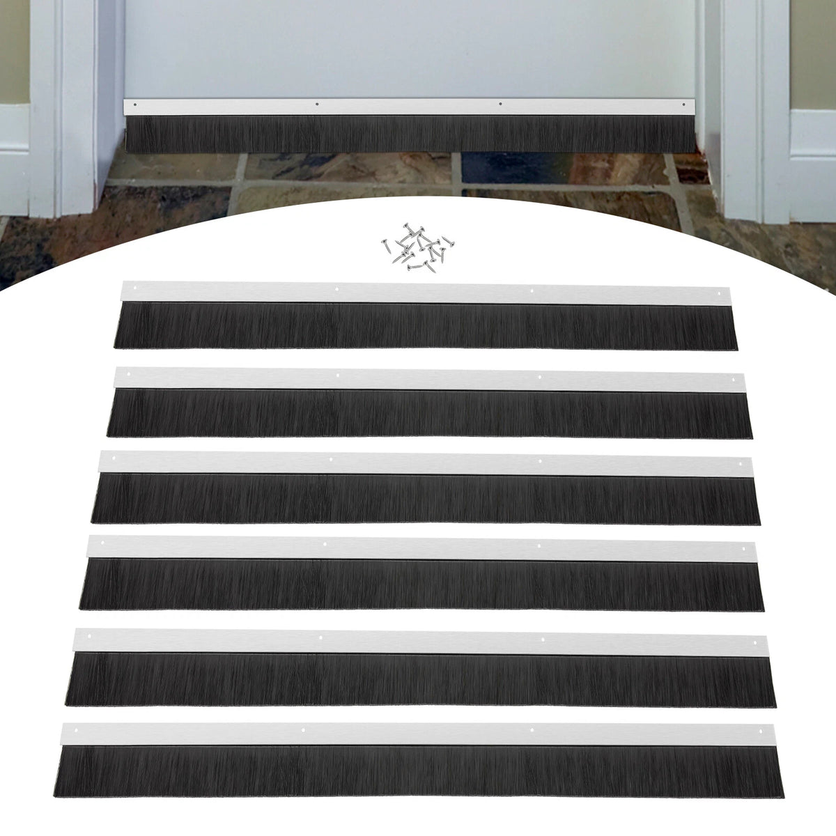 Set of 6 Door Brush Sweeps for Garage Roll Up Door