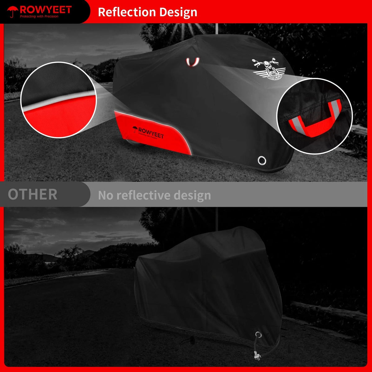 Motorcycle Cover Waterproof for Outdoor Storage (96.5", 420D, Red)