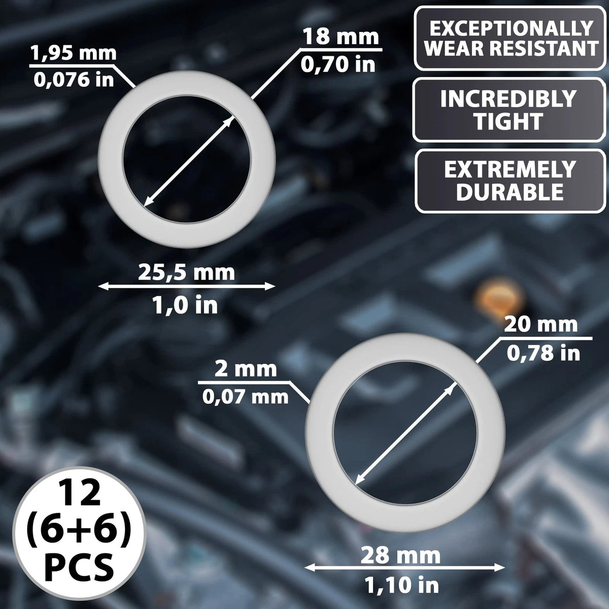 Oil Drain Plug Washer for 20mm Applications (Silver)