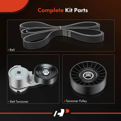 3X Serpentine Belt Drive Component Kit for Ford E150 Econoline (1993–1995)