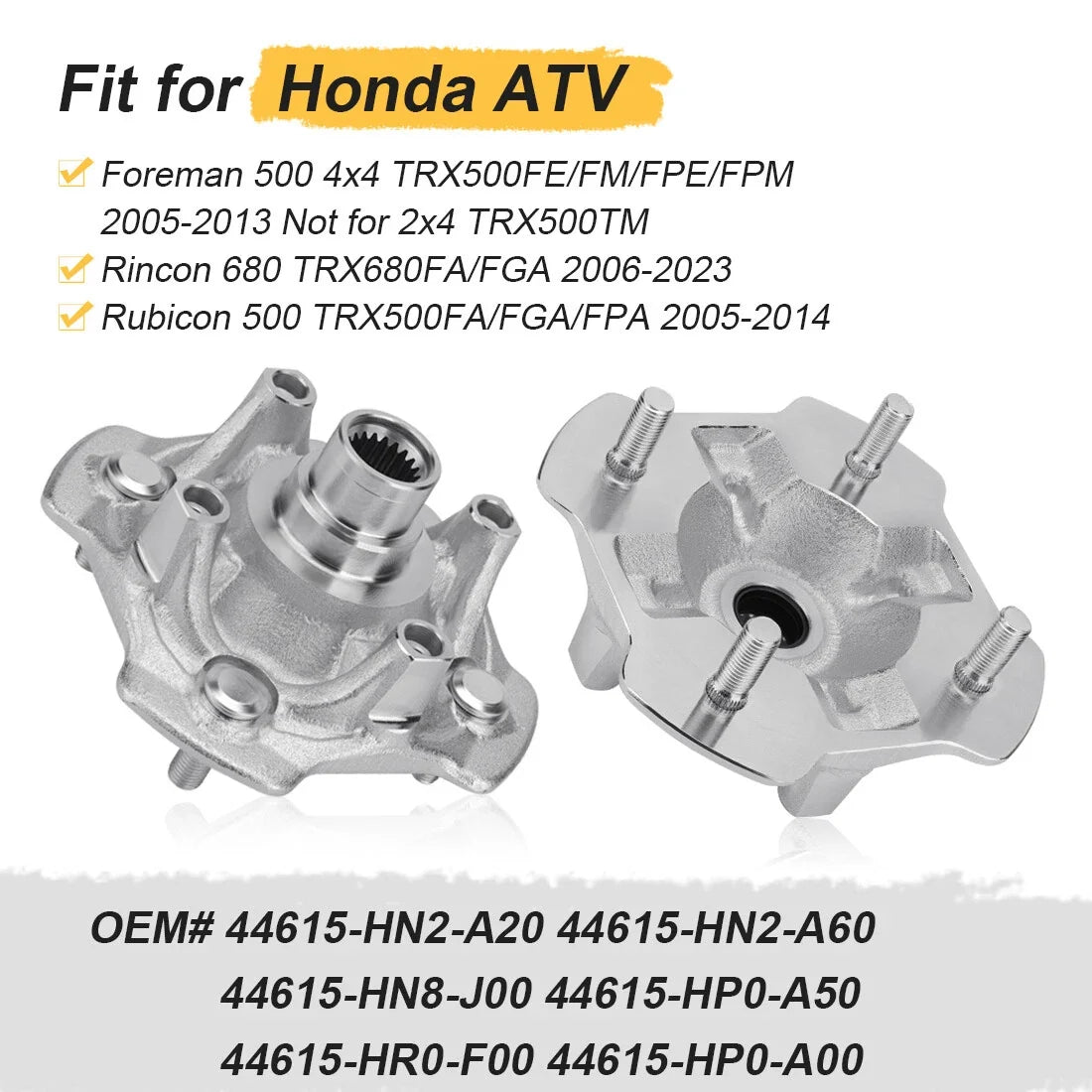 2x Front Wheel Hubs for Honda Rincon 680 TRX680FA 4x4 (2006–2023)