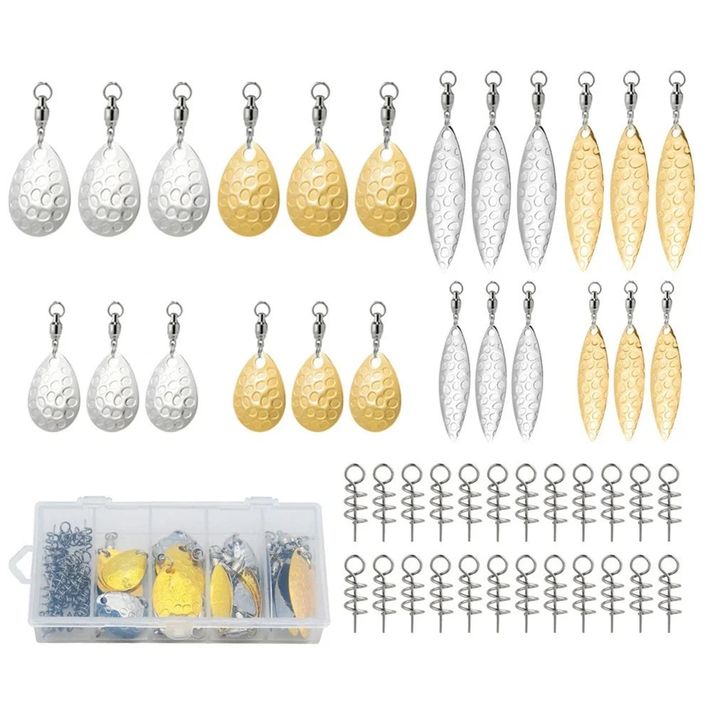 48pcs Metal Spinner Lure Bait Set (0.8x2.5cm, 1x3.2cm, 1.4x1.8cm)