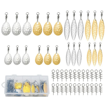 48pcs Metal Spinner Lure Bait Set (0.8x2.5cm, 1x3.2cm, 1.4x1.8cm)