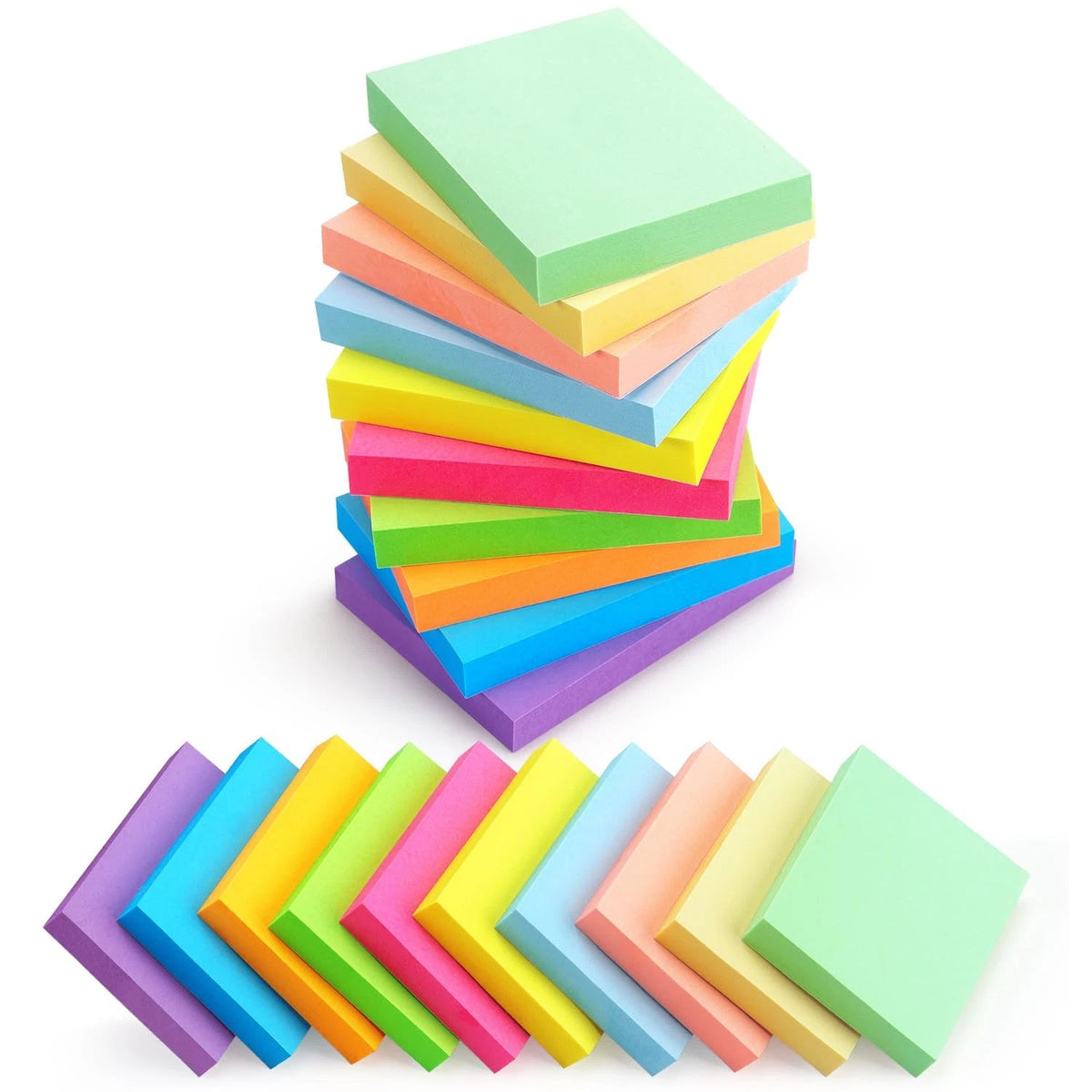 Set of 20 Post-It Notes 1.5 x 2 Inches, 10 Colors, 100 Sheets