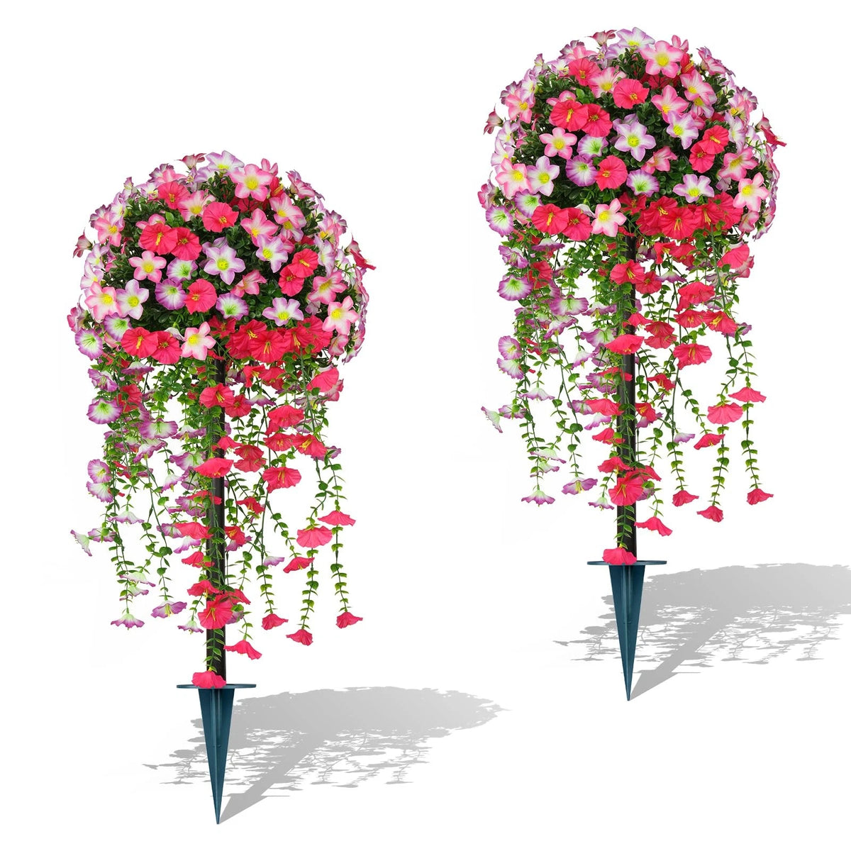3FT Artificial Topiary Ball Tree with Pink Morning Glory Flowers