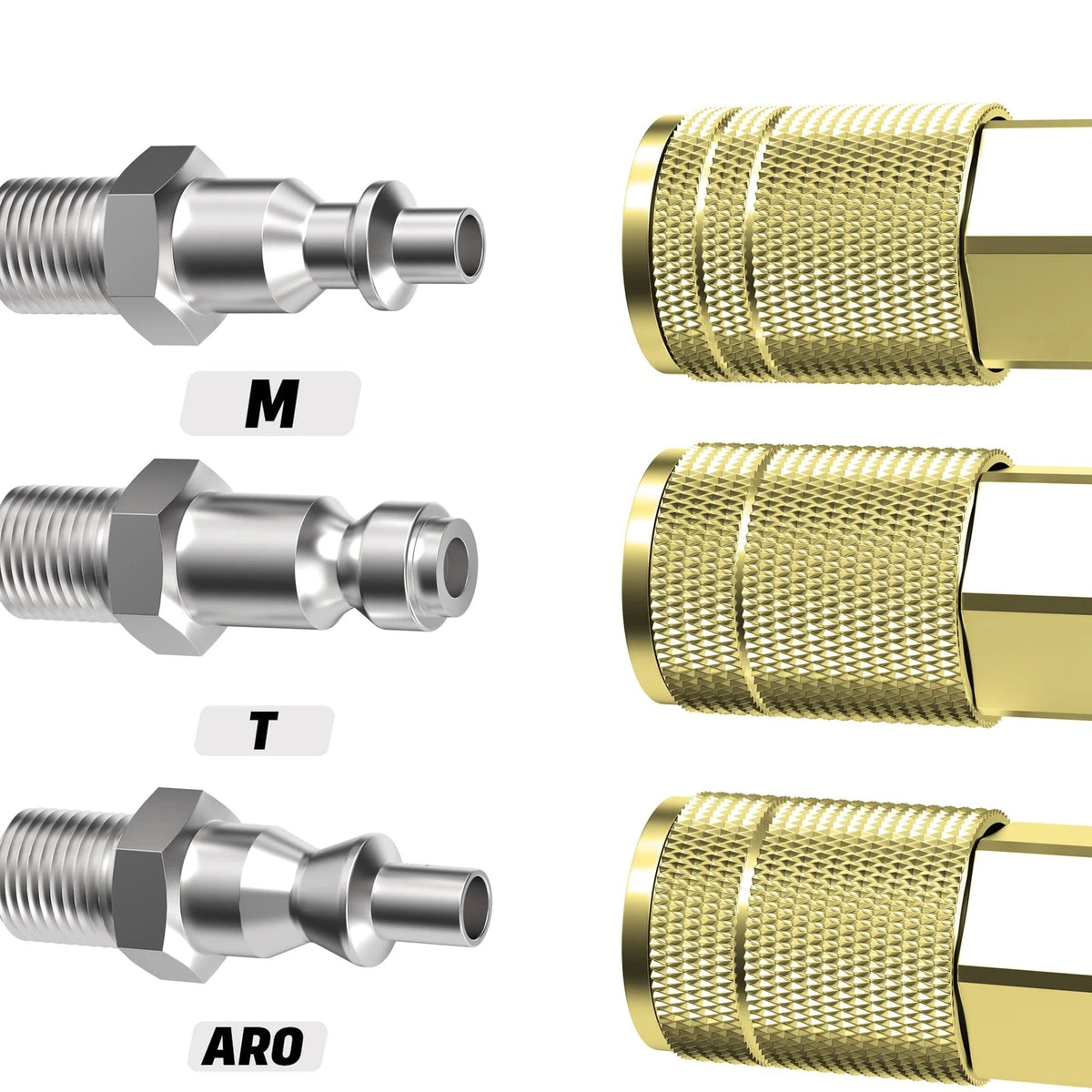 Brass Air Hose Fittings for Industrial M-Type Plug (1/4 FNPT)