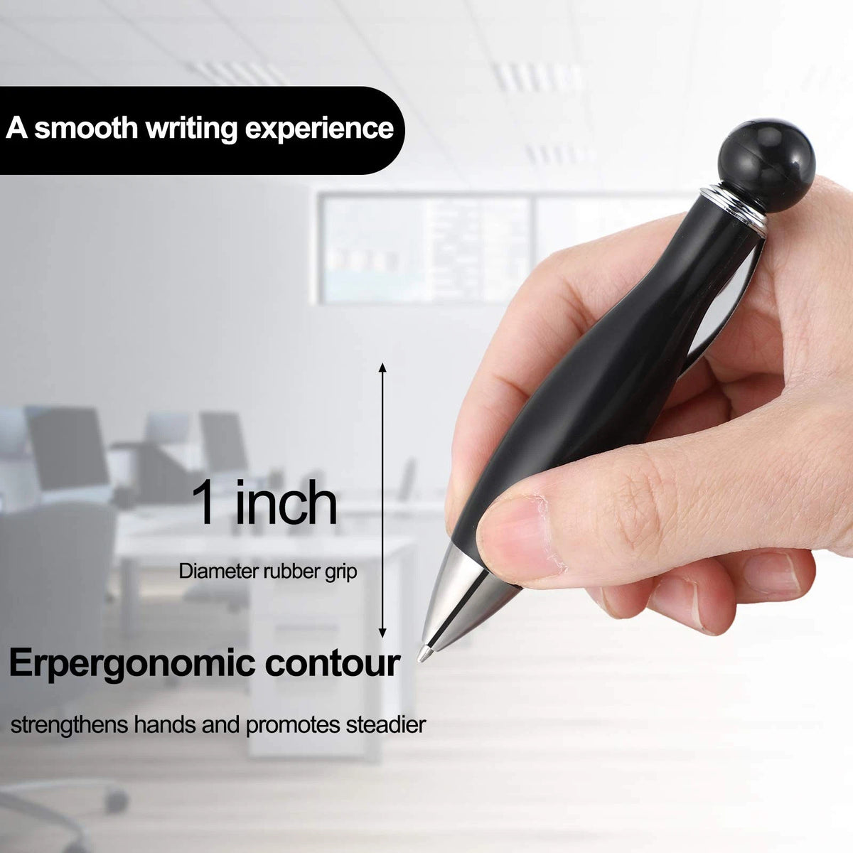 6X Short and Fat Ballpoint Pen for (Pack of 1), Black