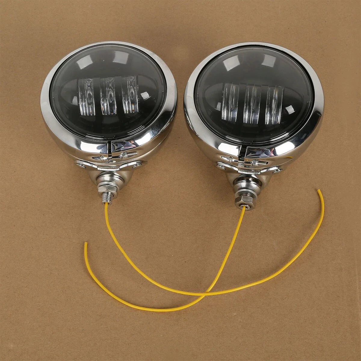 2X 4-1/2" Black LED Auxiliary Spot Fog Lights + Housing Bucket for Harley