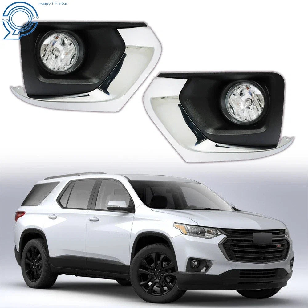 Pair Front Bumper Fog Lights for Chevy Traverse (2018–2021) Bezel Harness Switch