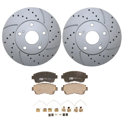 Front Brake Kit with 275mm Drilled Rotors & TRW Pro Ceramic Pads for ES300, Avalon, Camry
