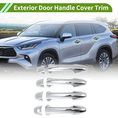 Exterior Door Handle Cover Trim for Toyota Highlander (2015–2019) Silver Tone