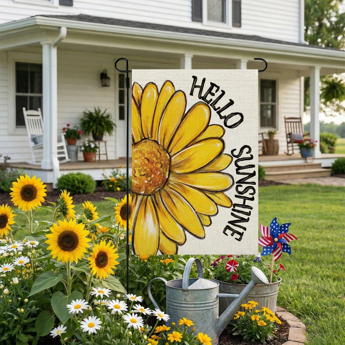 Summer Garden Flag for CROWNED BEAUTY (12x18 Inch, Off White)