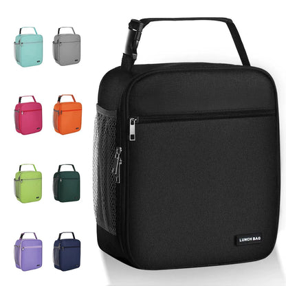 Insulated Lunch Box Bag for Men Women - Large, Black