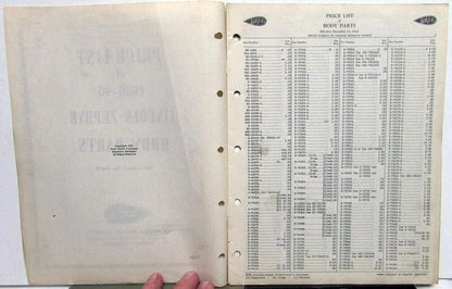Price List Book for Lincoln Zephyr Sedan Coupe (1936–1940)