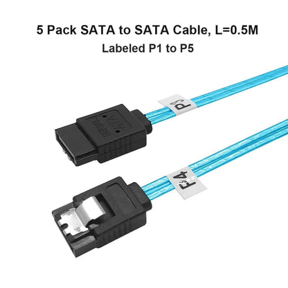 5 Pack SATA-III Cable 0.5M 6Gbps for Various Devices