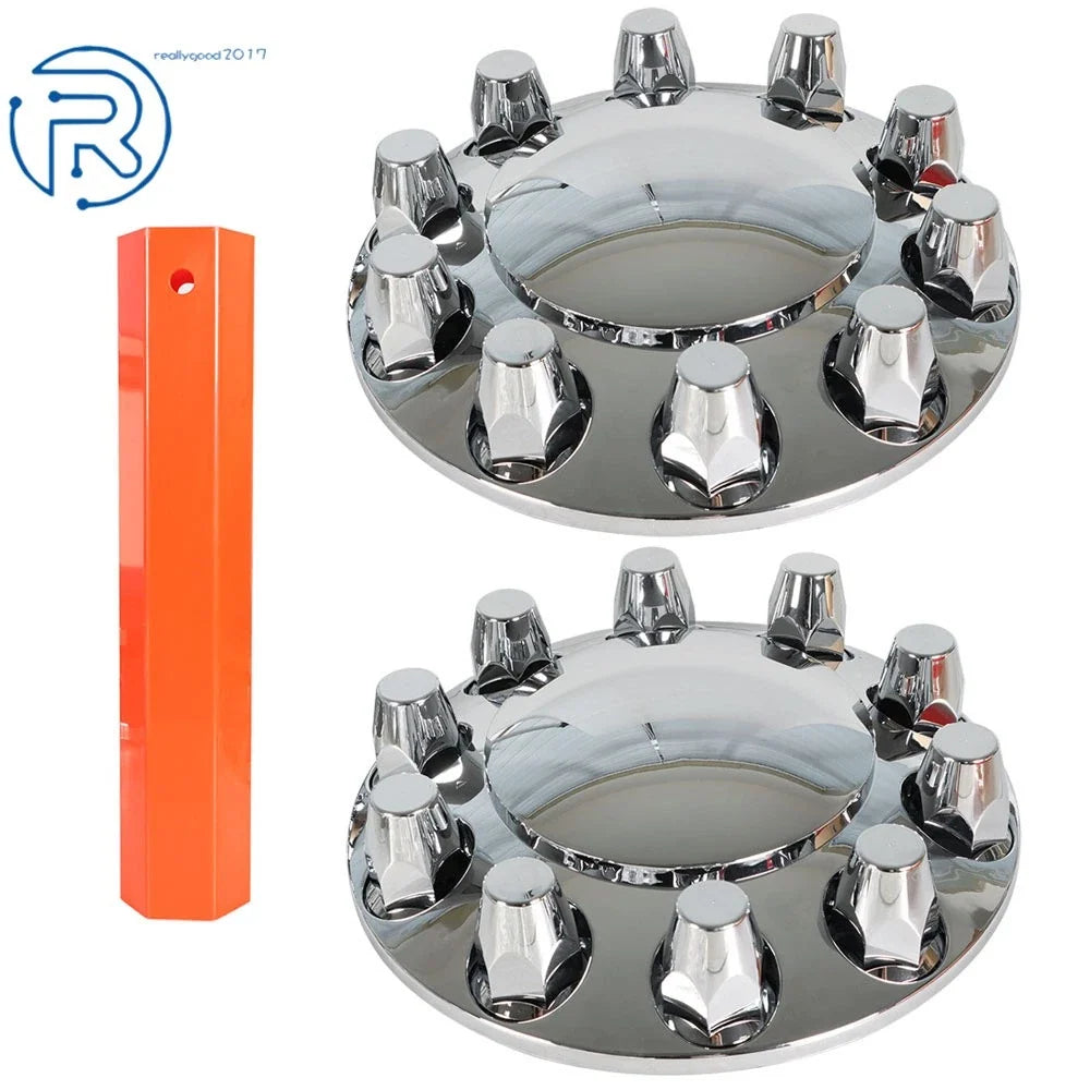 Semi Truck Wheel Kit Axle Cover for Front & Rear (33mm Chrome)