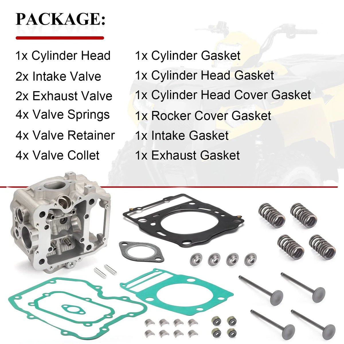 Engine Cylinder Head with Valve Gasket Kit for Polaris Big Boss 500 6x6 (1998–2002)